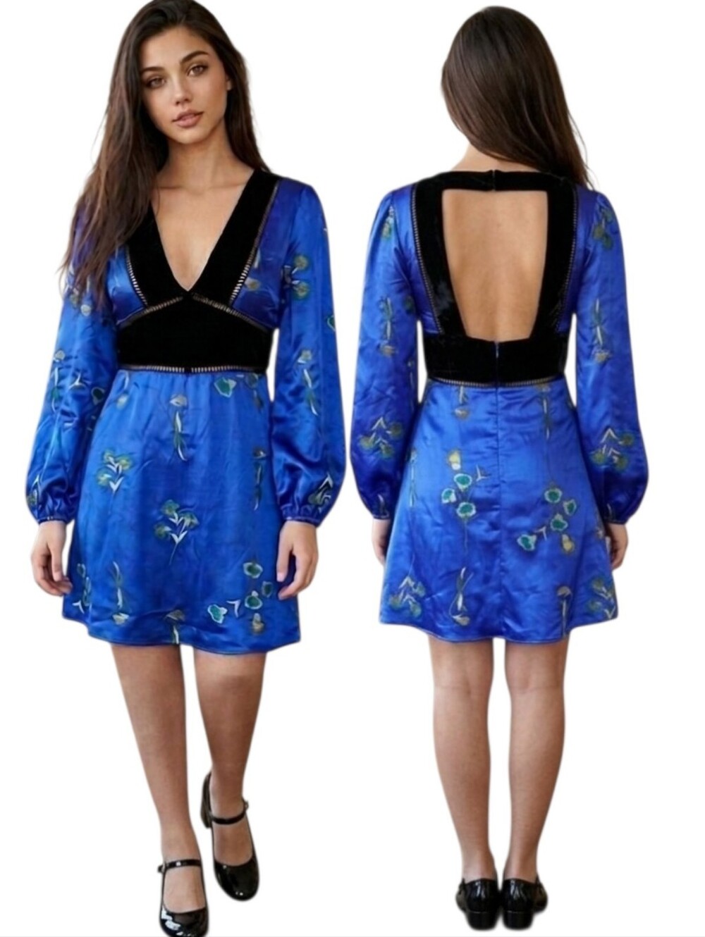 MODCLOTH x FROCK & FRILL Velvet & Satin Embroidered TeaTime Dress - Size 6